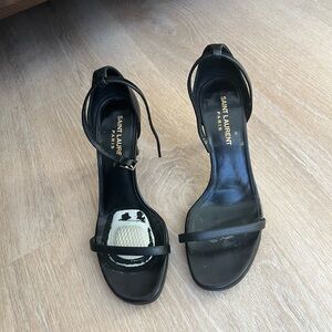 Saint Laurent Black Ankle Strap Heels